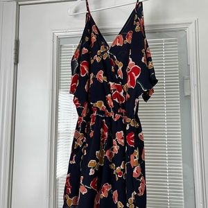 Spaghetti Strap Floral Romper With Pockets